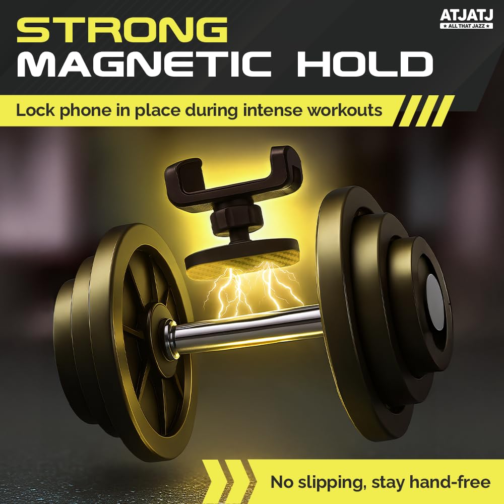 360 Rotatable Magnetic Phone Holder For Gym, Workout Phone Magnet Mount, Portable Gym Accessories Attach To Metal Surface, Unive